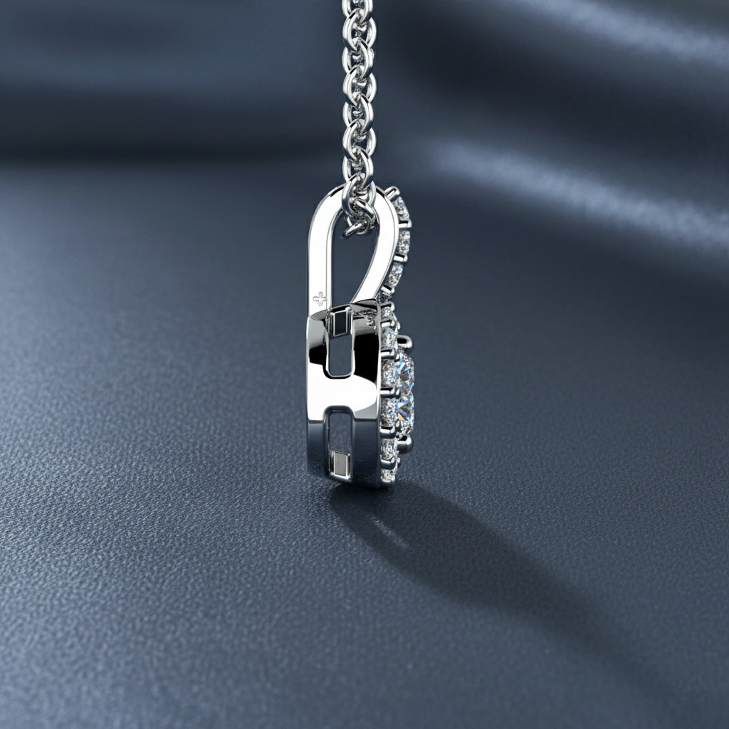 Sparkling Diamond Halo Cluster Necklace