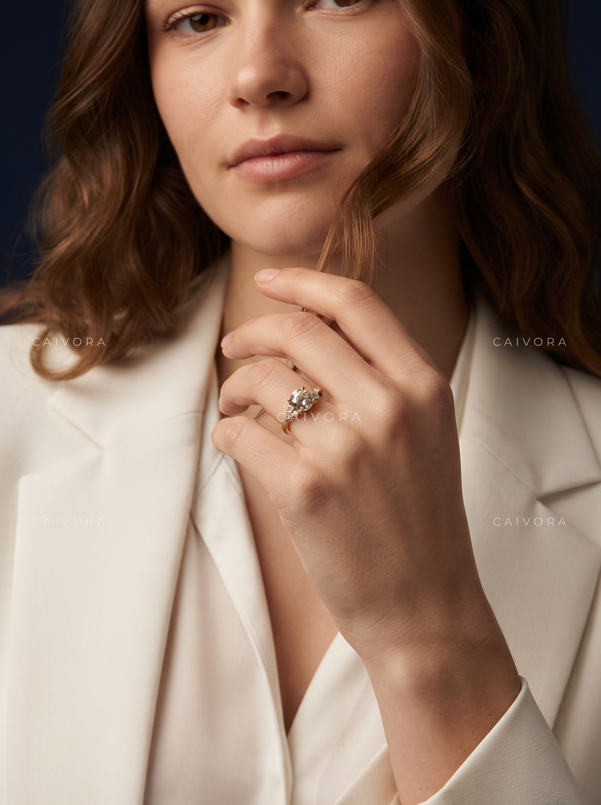 Distinctive Triana Engagement Ring with a Round Cut Center Diamond