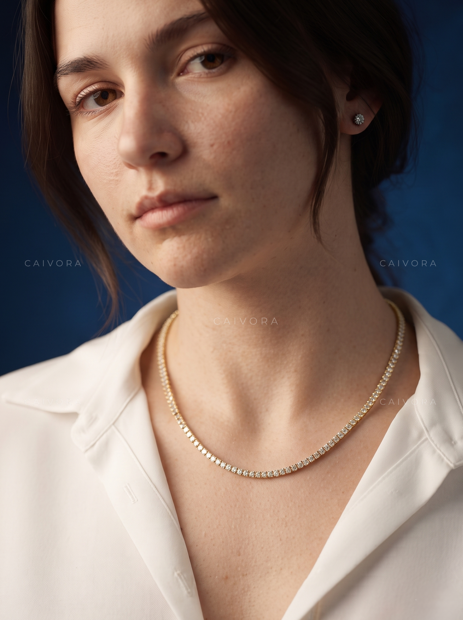Round Lab-Grown Diamond Tennis Necklace