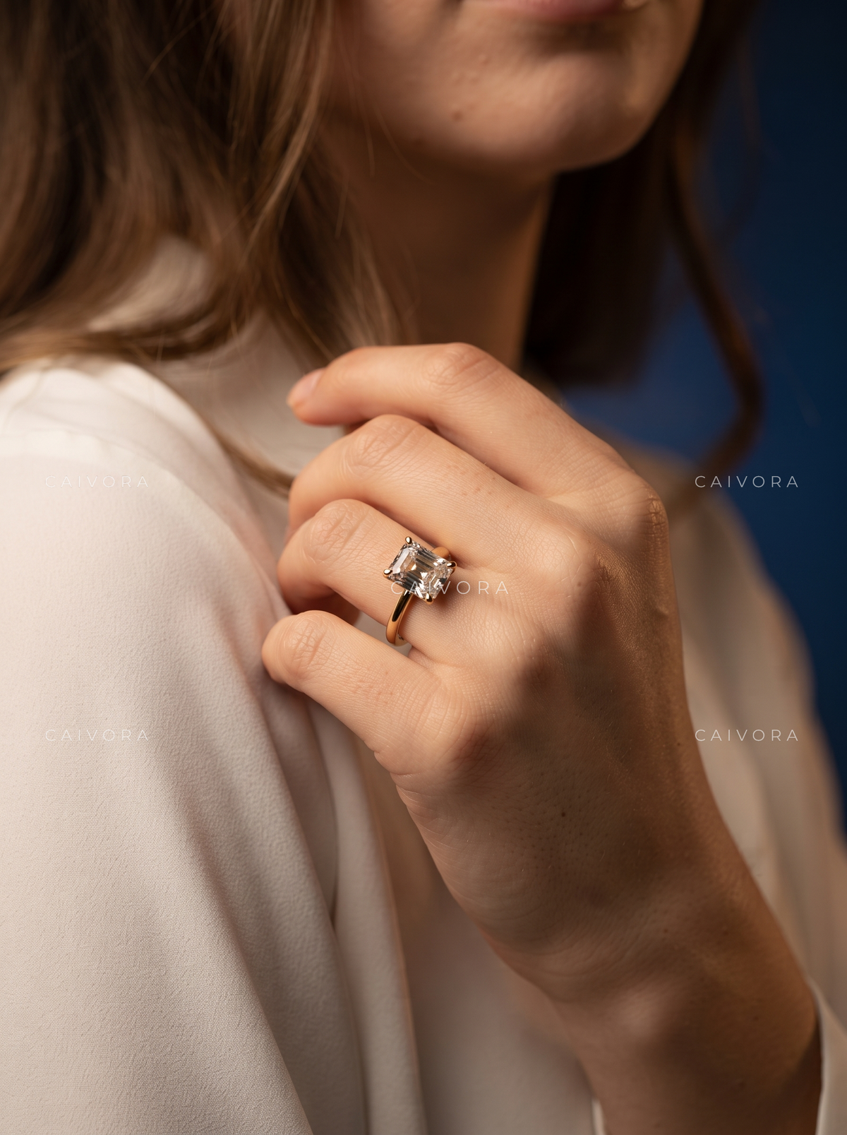 Asscher Cut Four Prong Solitaire Engagement Ring