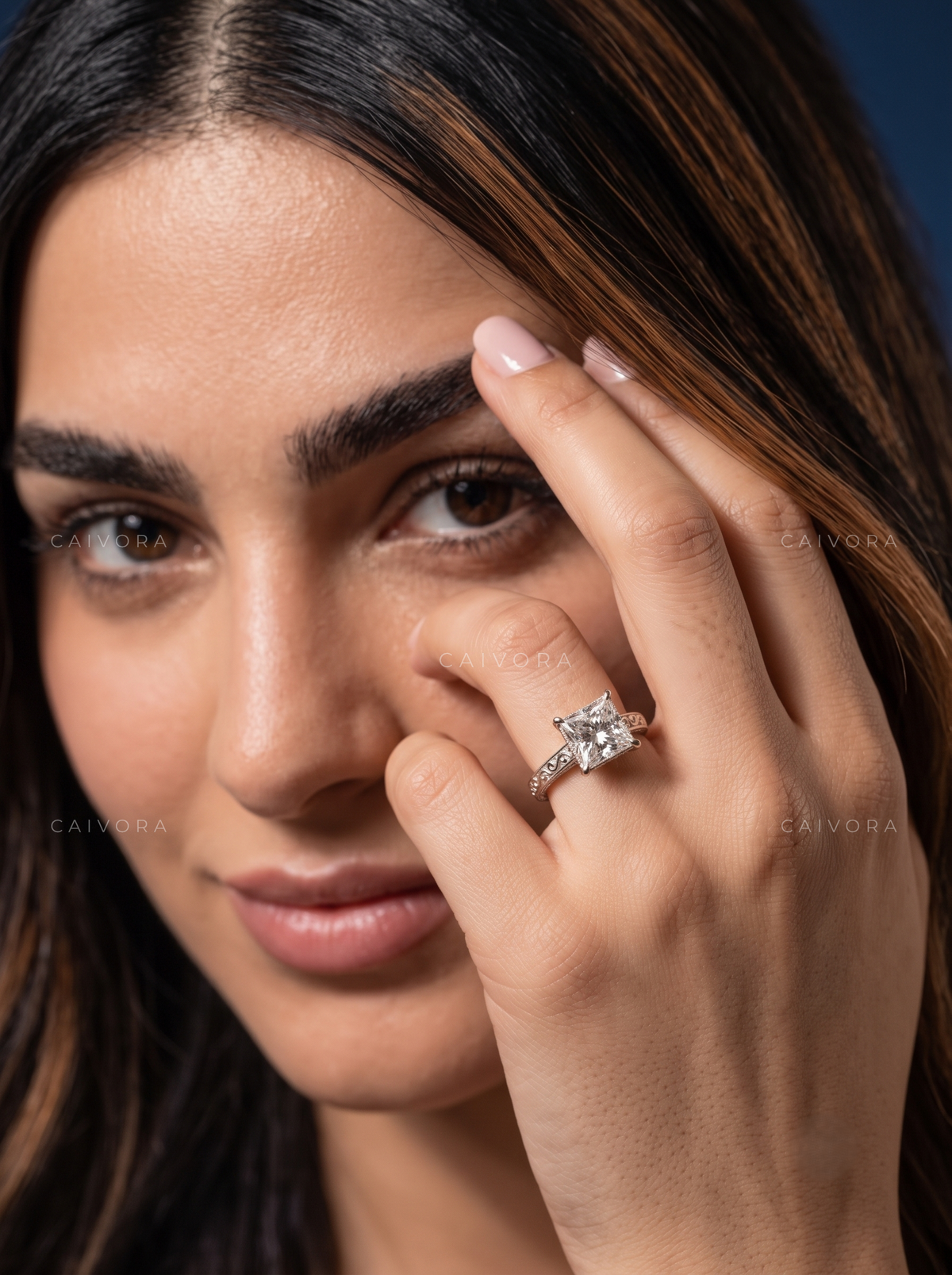 Princess Cut Diamond Modern Architectural Engagement Ring