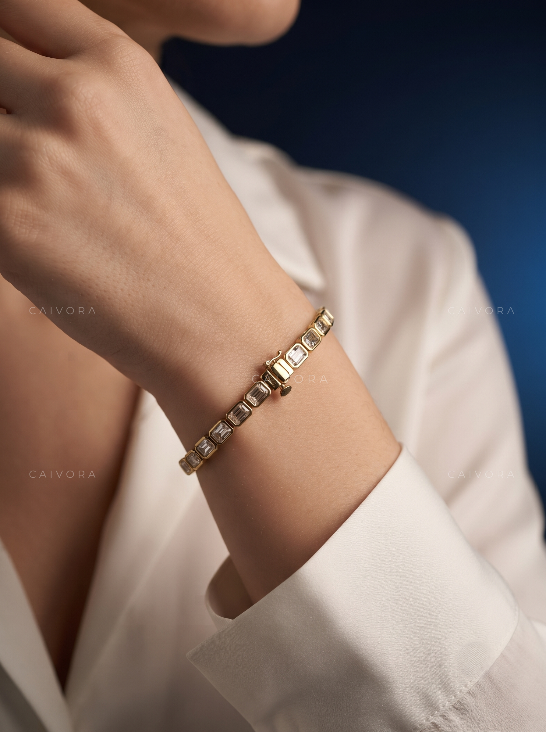Emerald Cut Bezel Tennis Bracelet