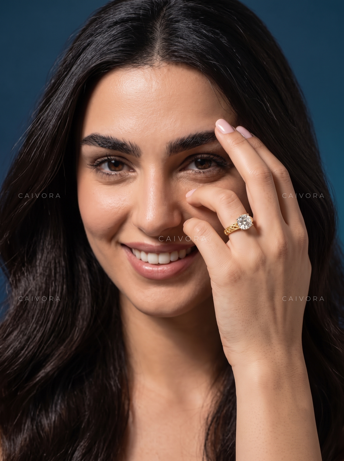 Cushion Cut Diamond Architectural Engagement Ring with Round Accents