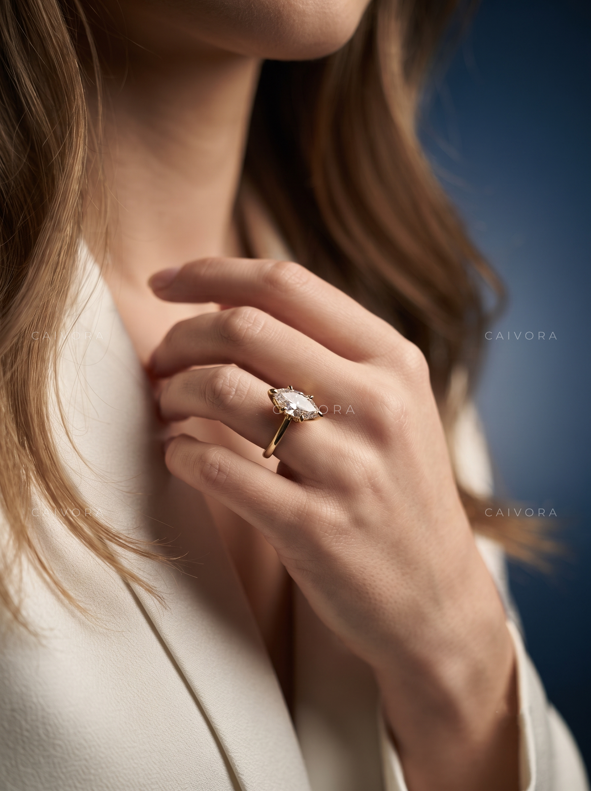 Dutch Marquise Cut Hidden Halo Pavé Tulip Engagement Ring