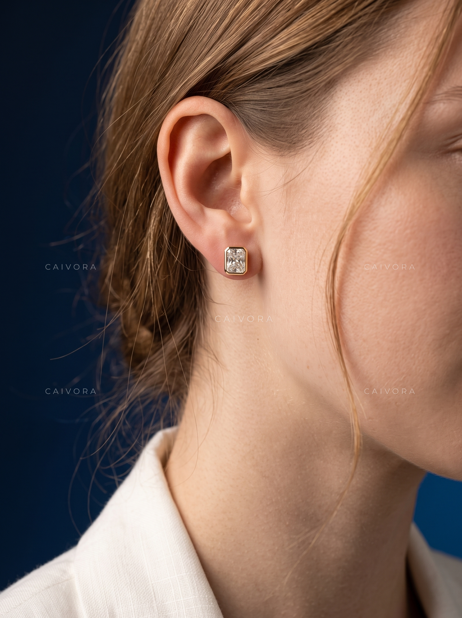 Solenne Radiant Bezel Stud Earrings