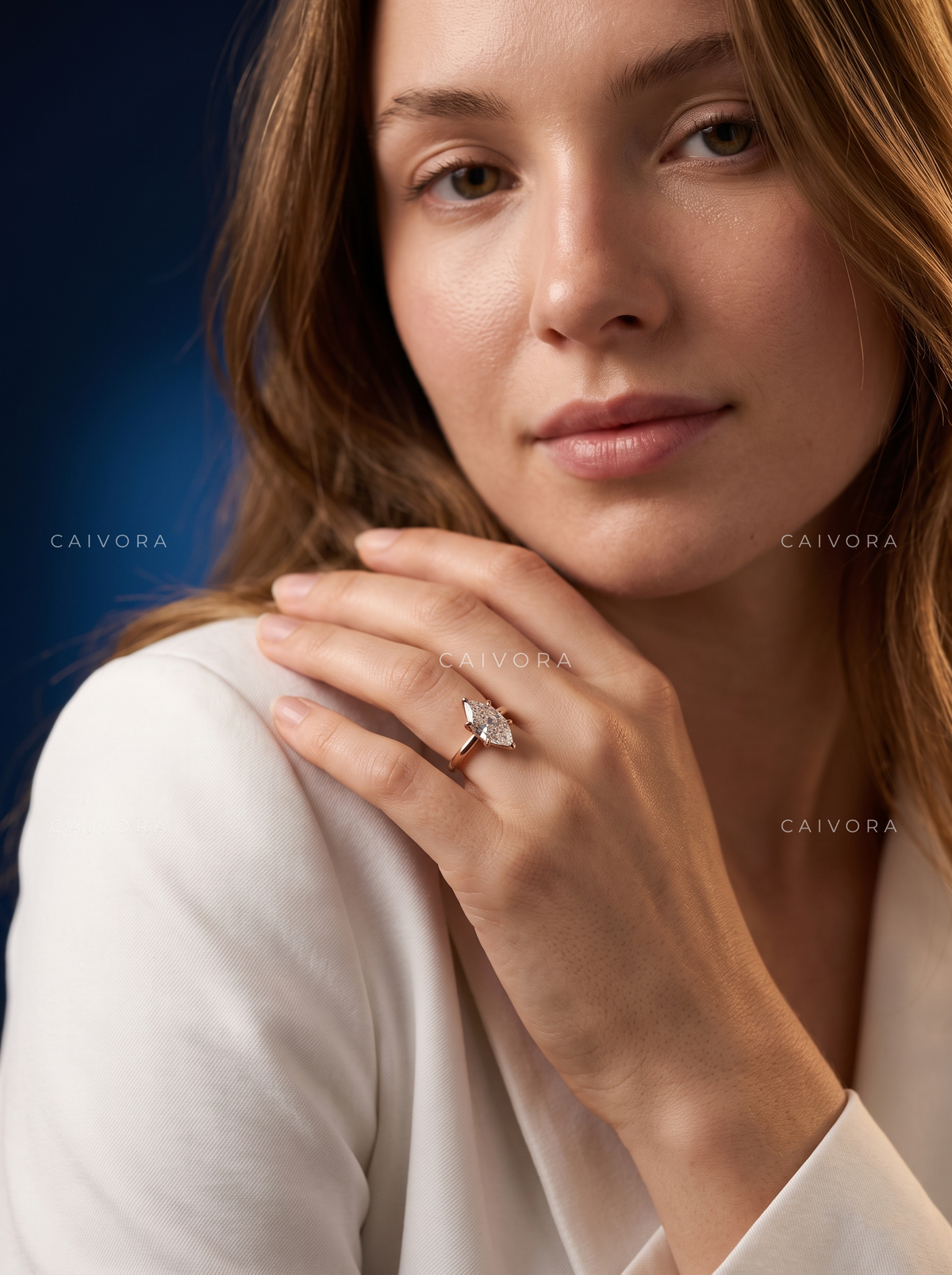 Modern Tapered Cathedral Engagement Ring Highlighting a Hexagon Cut Diamond