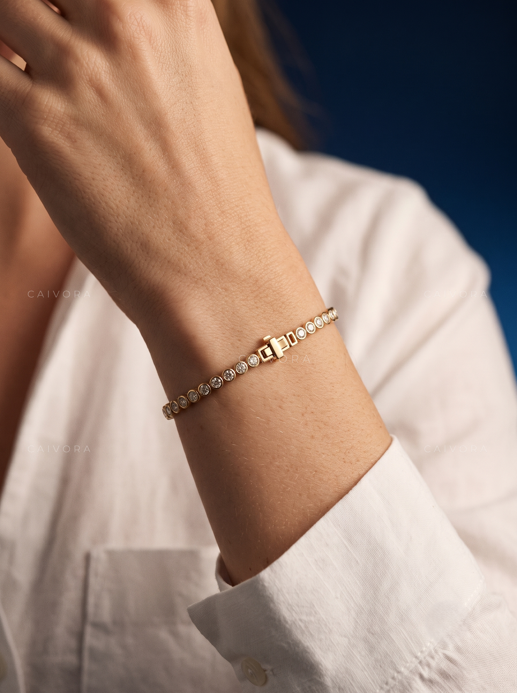 Modern Round Bezel Tennis Bracelet