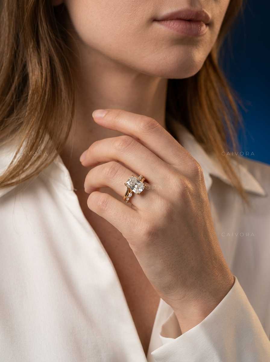Elegant Twist Band Engagement Ring with Cushion Cut Diamond