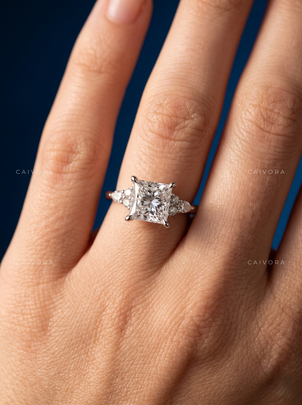Latin-Inspired Diamond Engagement Ring Featuring an Asscher Cut Center