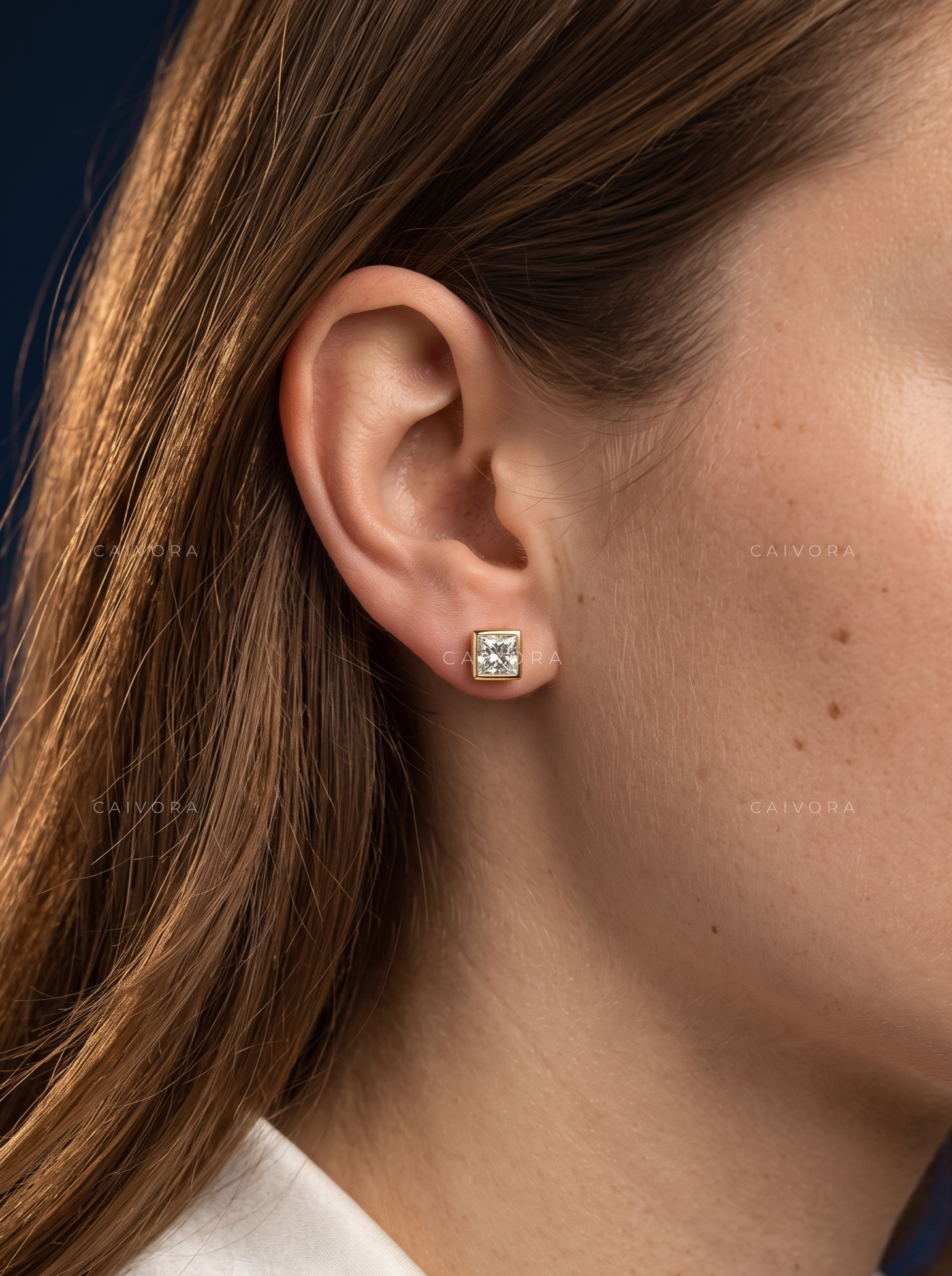Regent Princess Bezel Stud Earrings