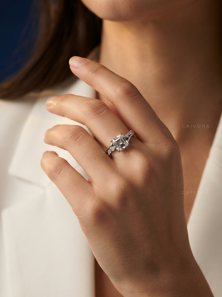 Asscher Cut Diamond Twist Engagement Ring