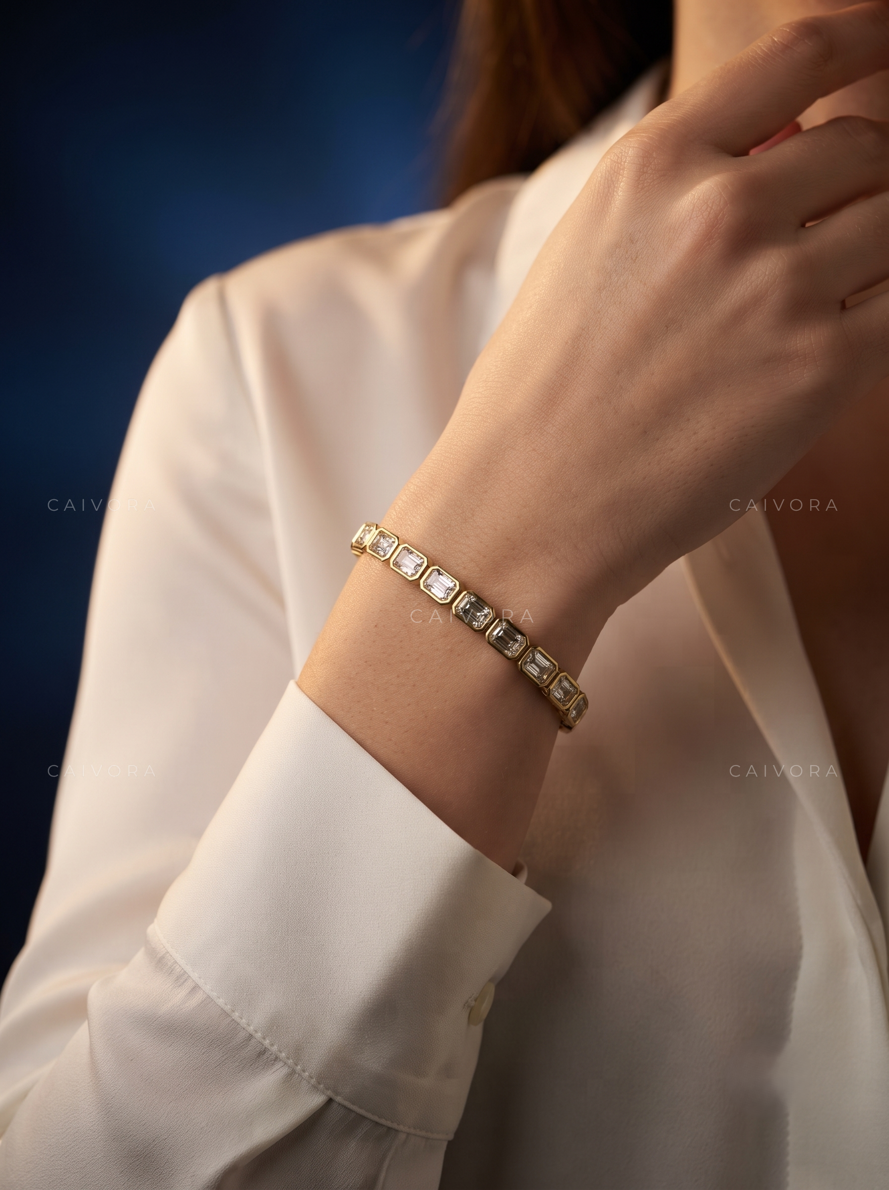 Emerald Bezel Tennis Bracelet