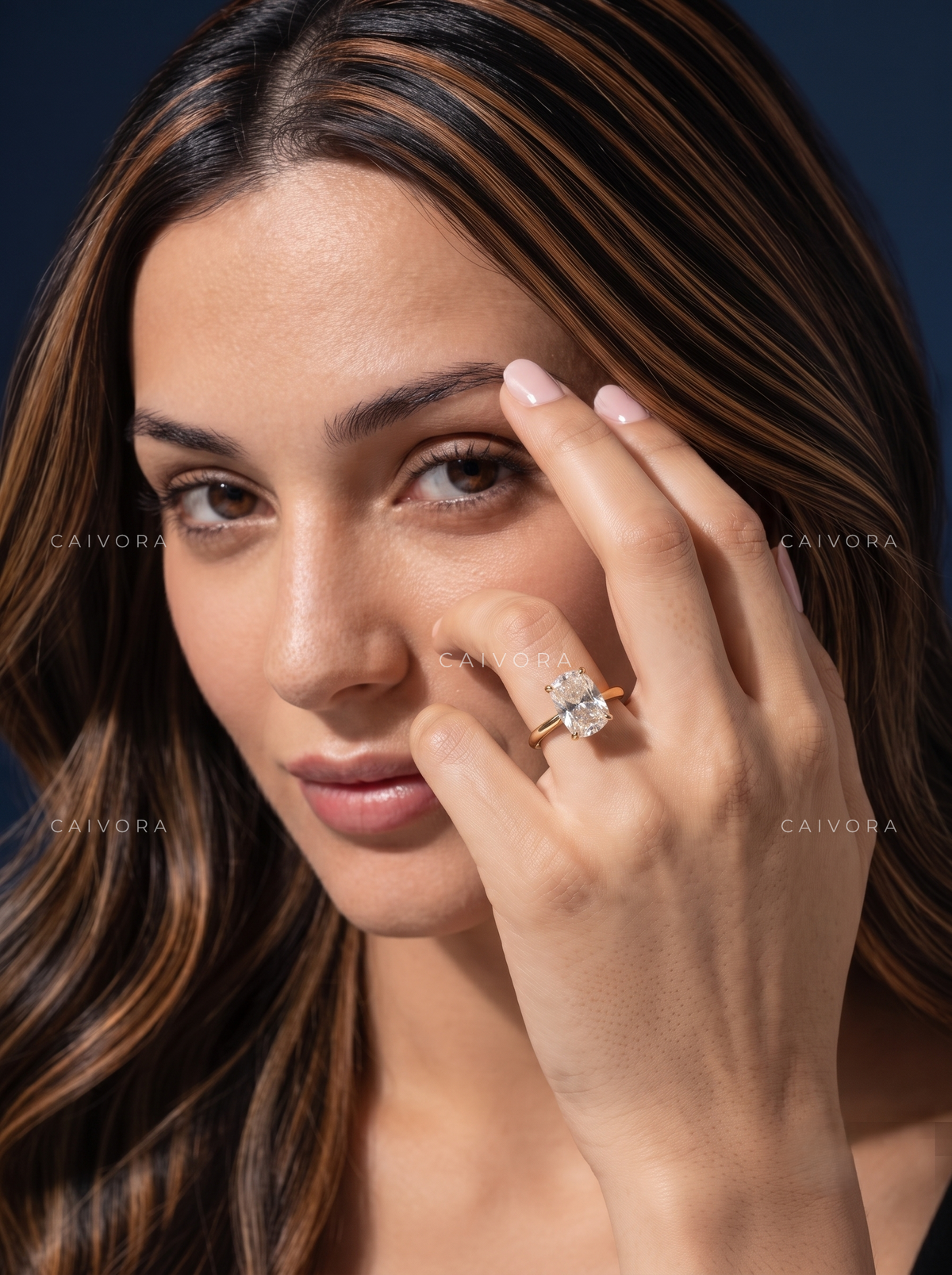 Elongated Crisscut Cushion Four Prong Solitaire Engagement Ring