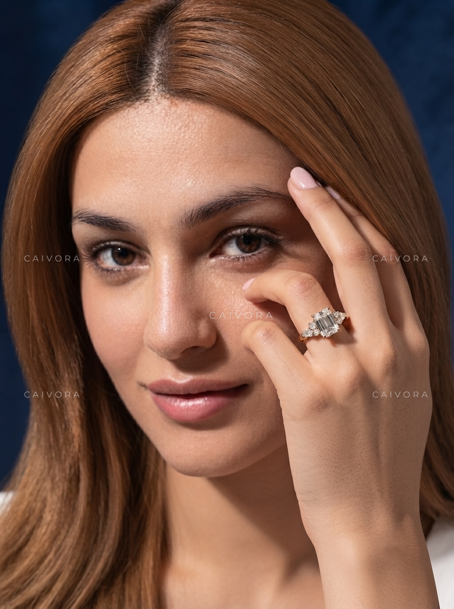 Refined Triana Engagement Ring Showcasing an Emerald Cut Diamond