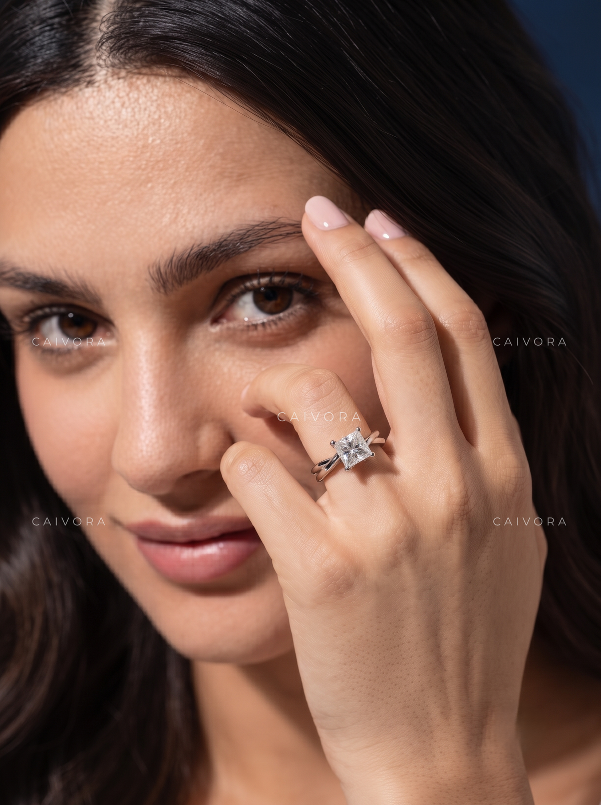 Art Deco Aura Kosina Engagement Ring Showcasing an  Princess Cut Diamond