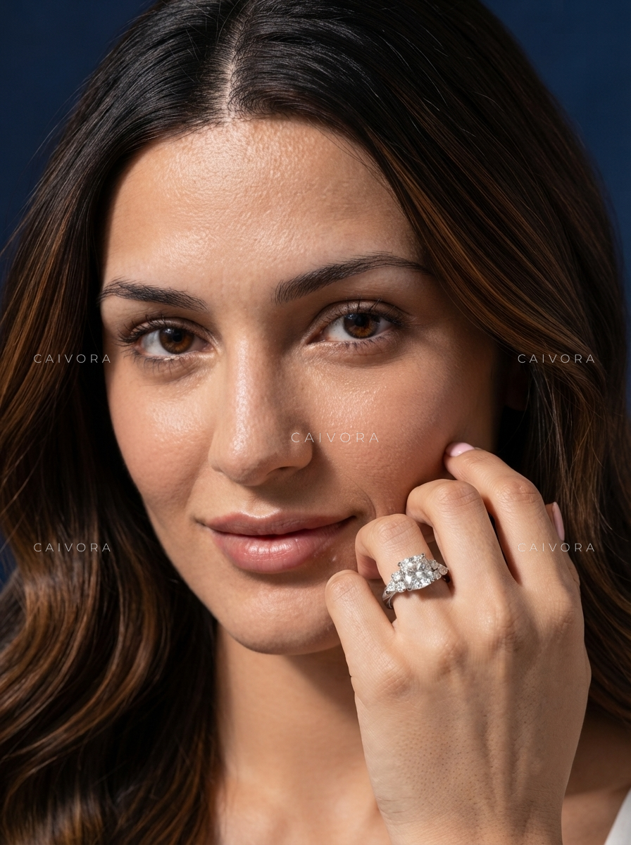 Latin-Inspired Diamond Engagement Ring Featuring an Asscher Cut Center