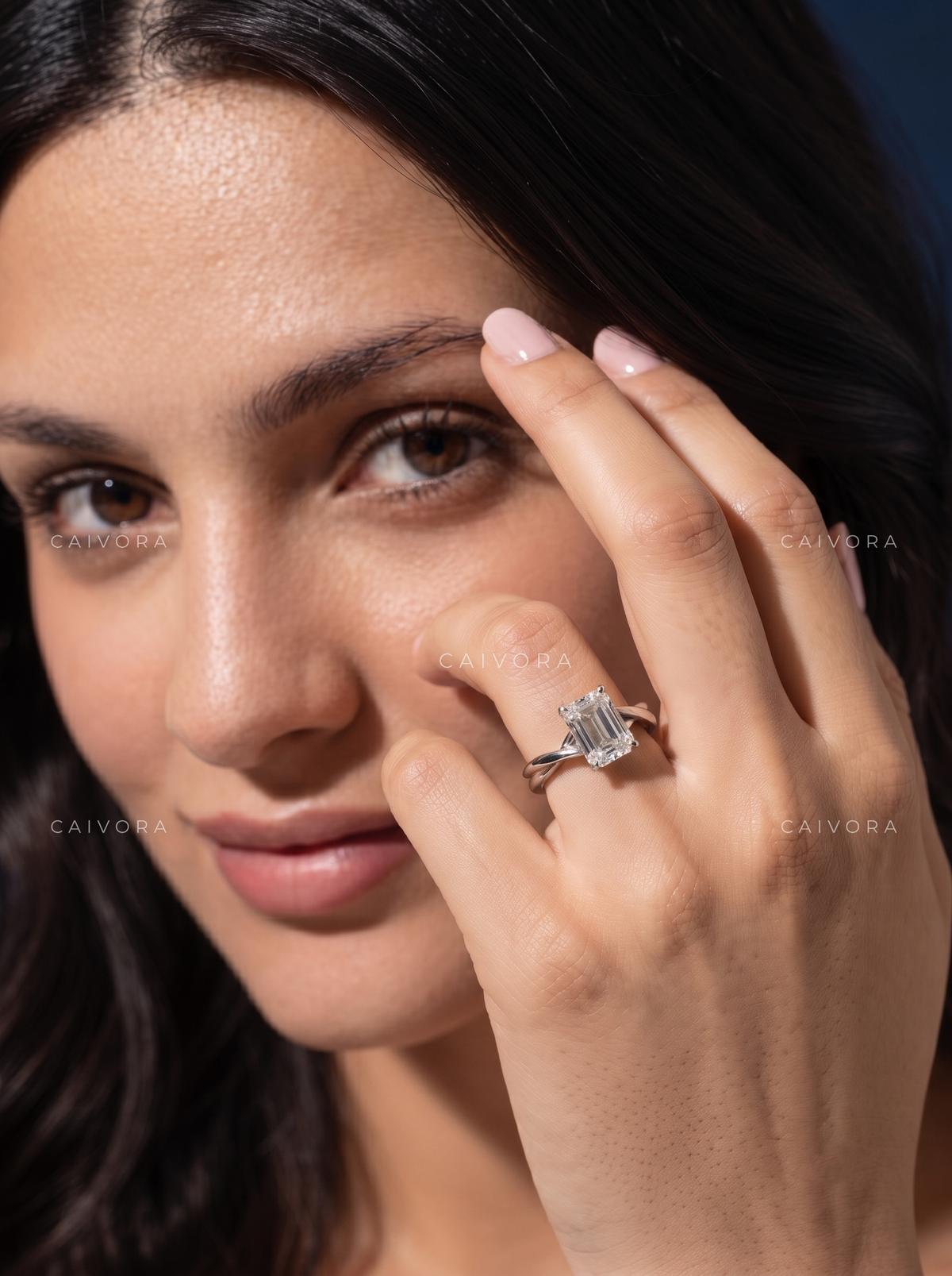 Emerald Cut Engagement Ring with a Refined Hidden Halo