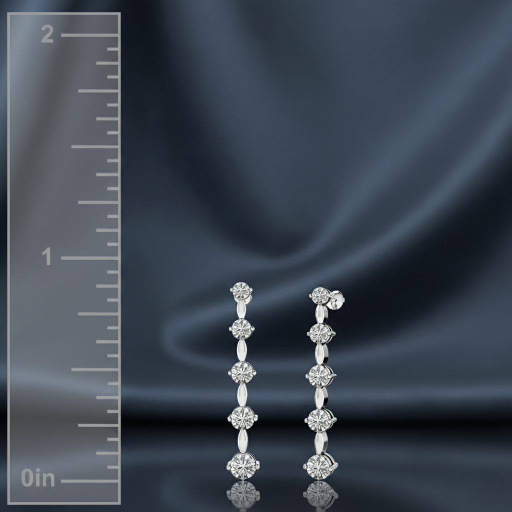 Arresting Five-Stone Diamond Dangle Earrings