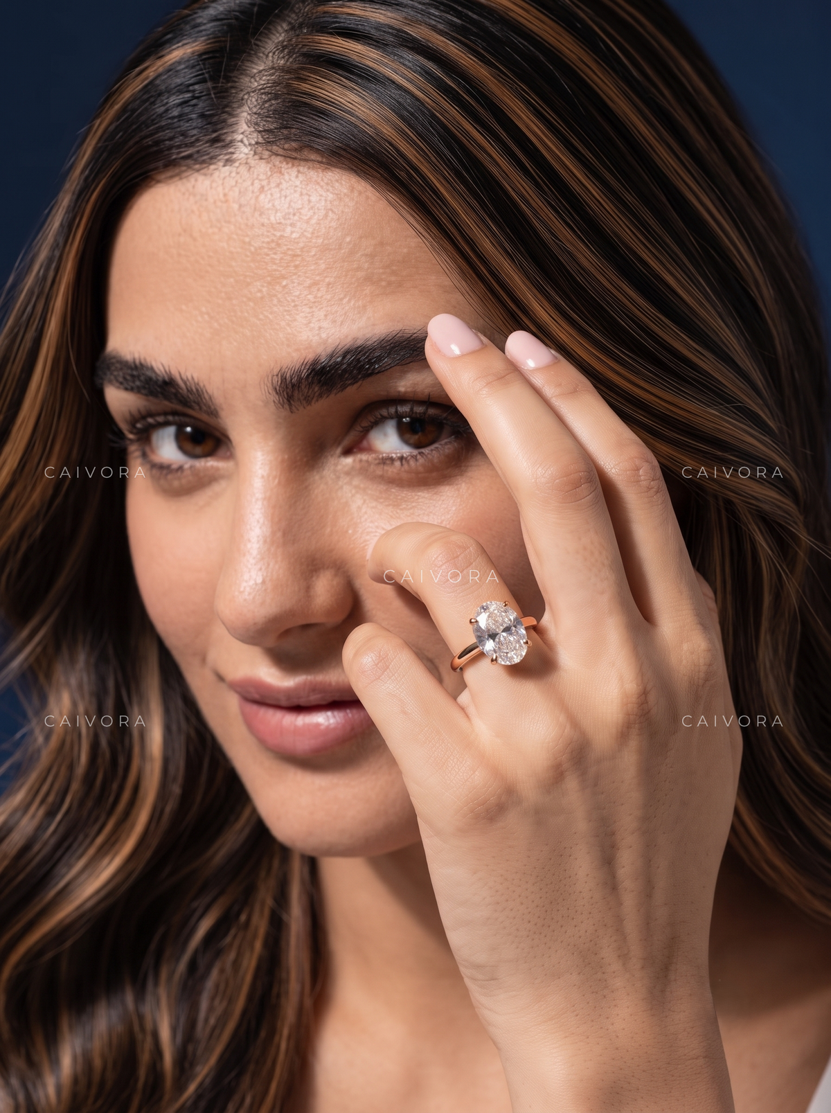 Moval Cut Four Prong Solitaire Engagement Ring