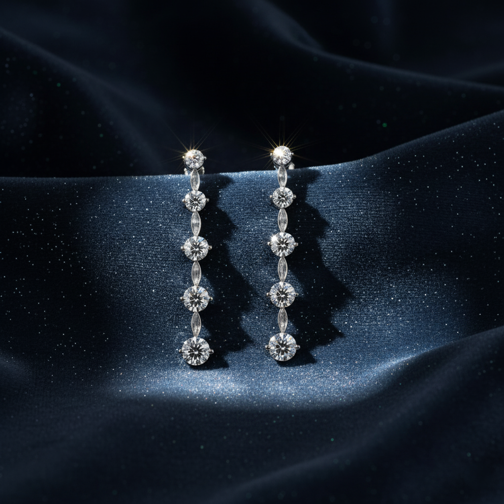 Arresting Five-Stone Diamond Dangle Earrings