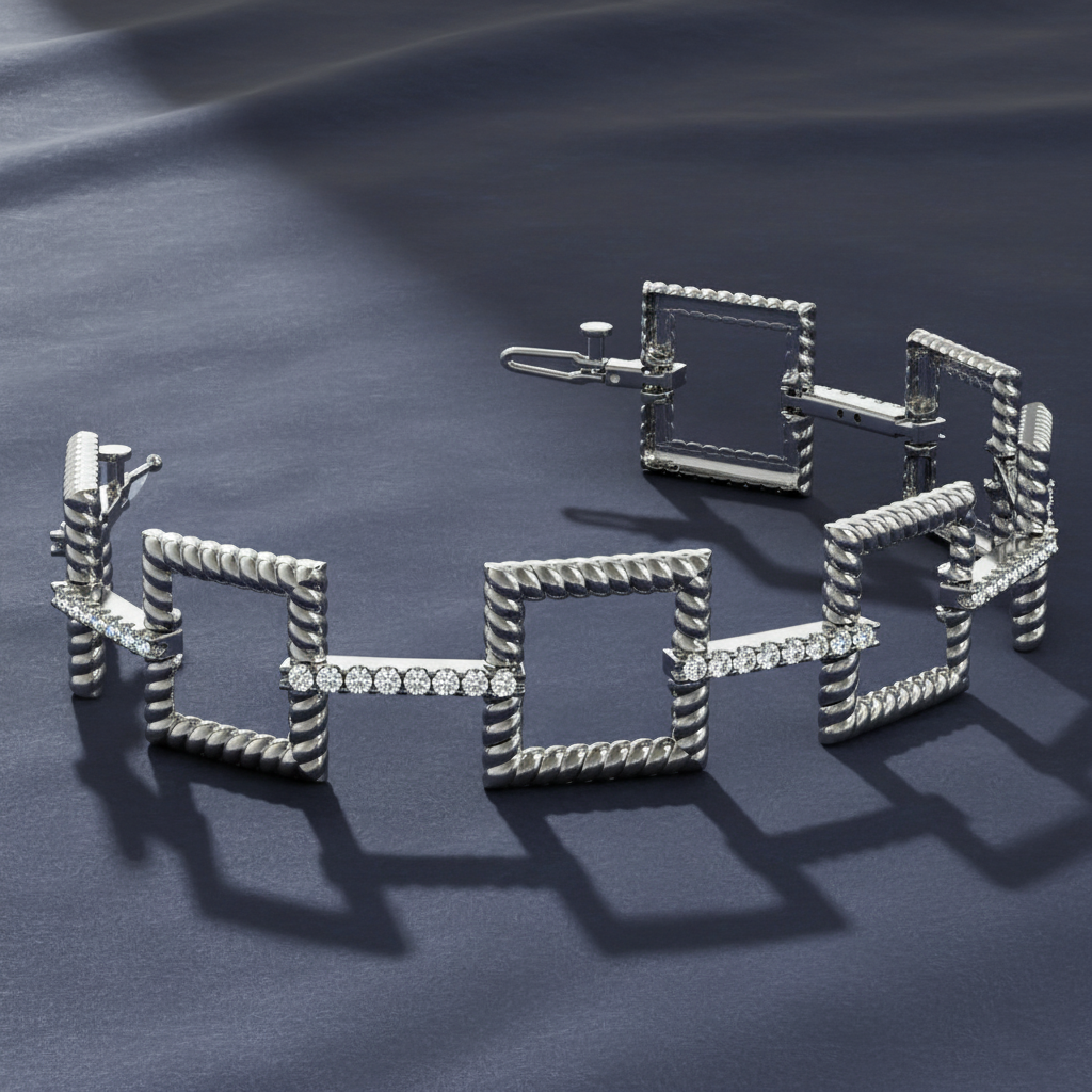 Twisted Square Diamond Bracelet