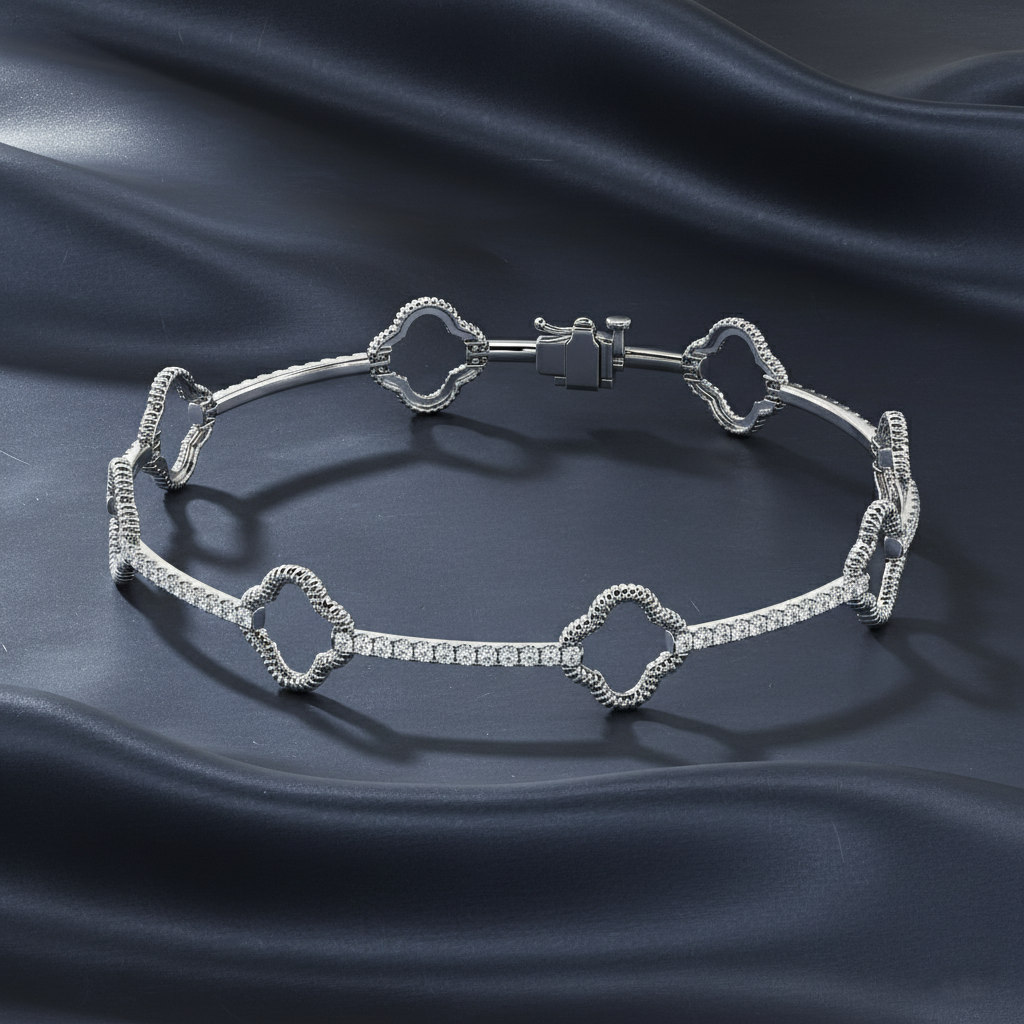 Dazzling Filigree Clover Lab Diamond Bracelet