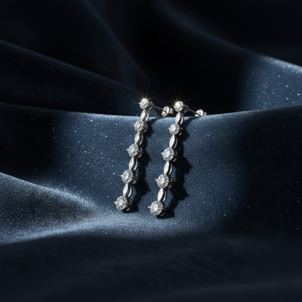 Arresting Five-Stone Diamond Dangle Earrings