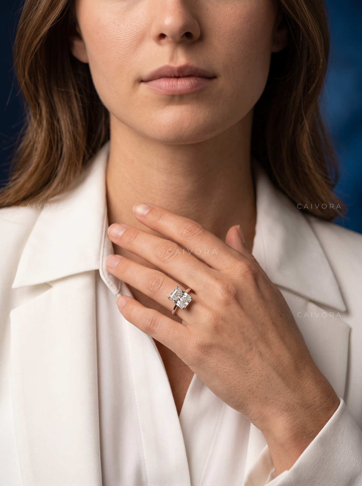 Radiant Cut Hidden Halo Pavé Tulip Engagement Ring