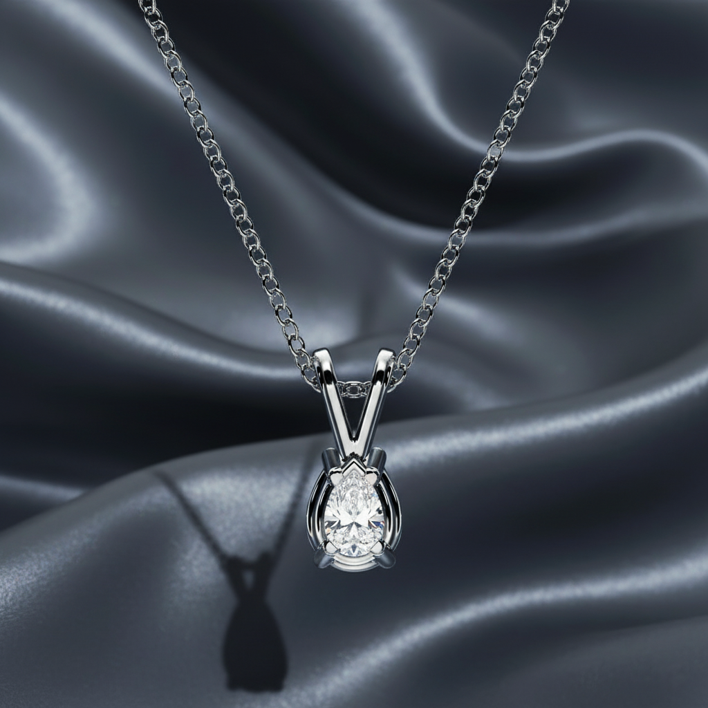 Glamorous Pear Cut Lab Diamond Solitaire Necklace