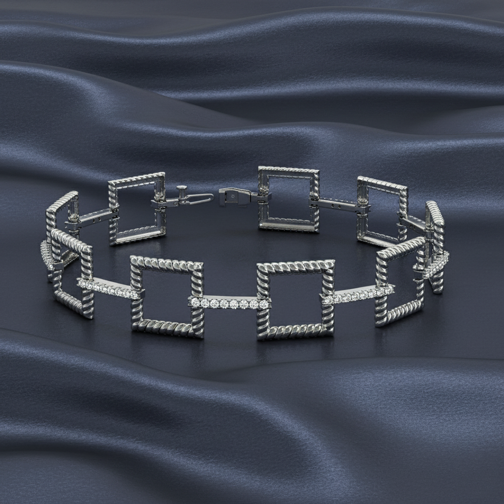 Twisted Square Diamond Bracelet