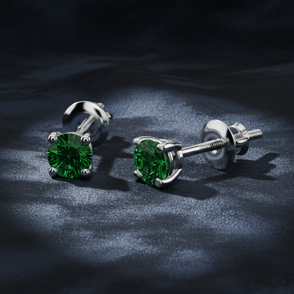 Verdant Green Tsavorite Stud Earrings