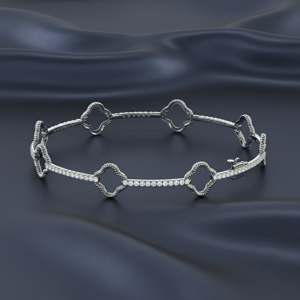 Dazzling Filigree Clover Lab Diamond Bracelet