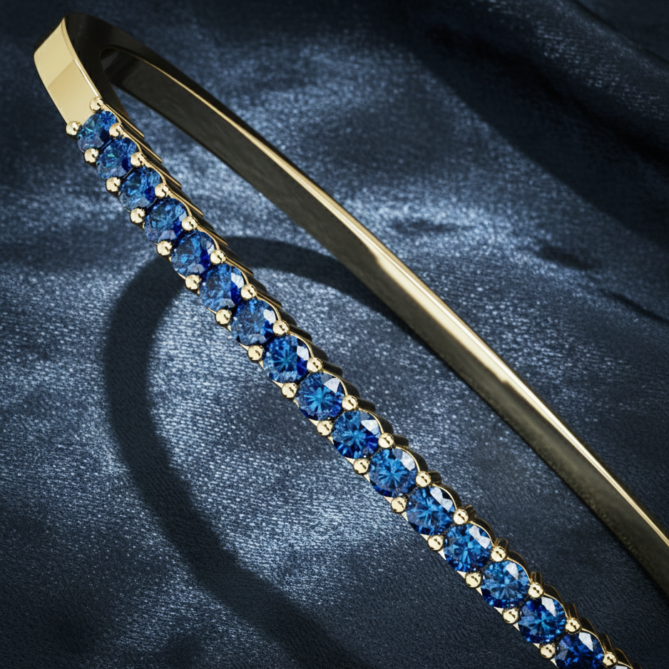 Luscious Sapphire Gemstone Bangle Bracelet