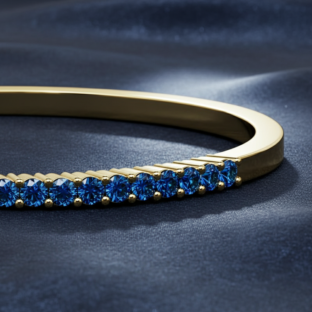 Luscious Sapphire Gemstone Bangle Bracelet