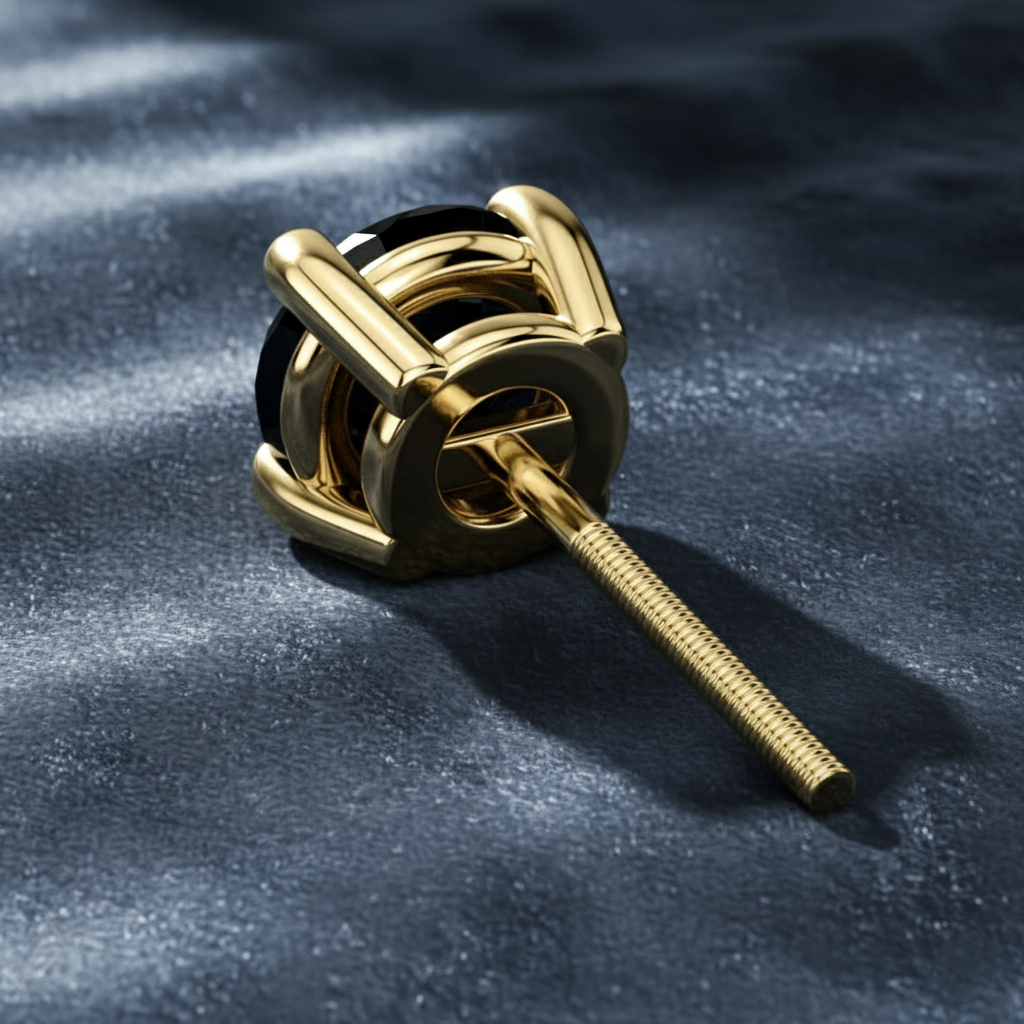 Modern Black Diamond Single Stud Earring