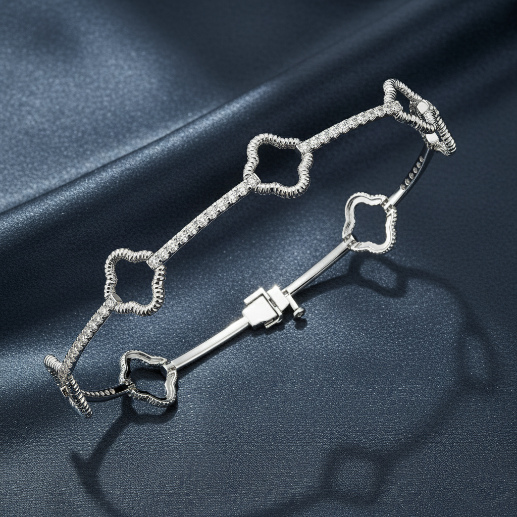 Dazzling Filigree Clover Lab Diamond Bracelet