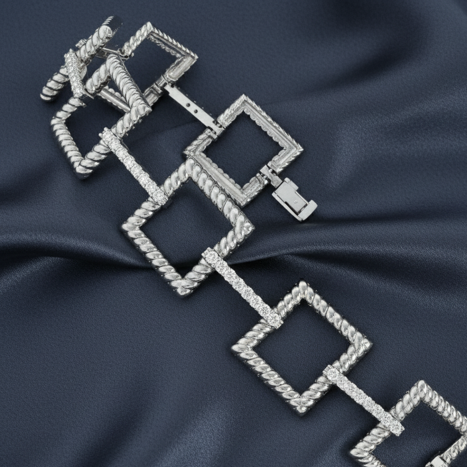 Twisted Square Diamond Bracelet