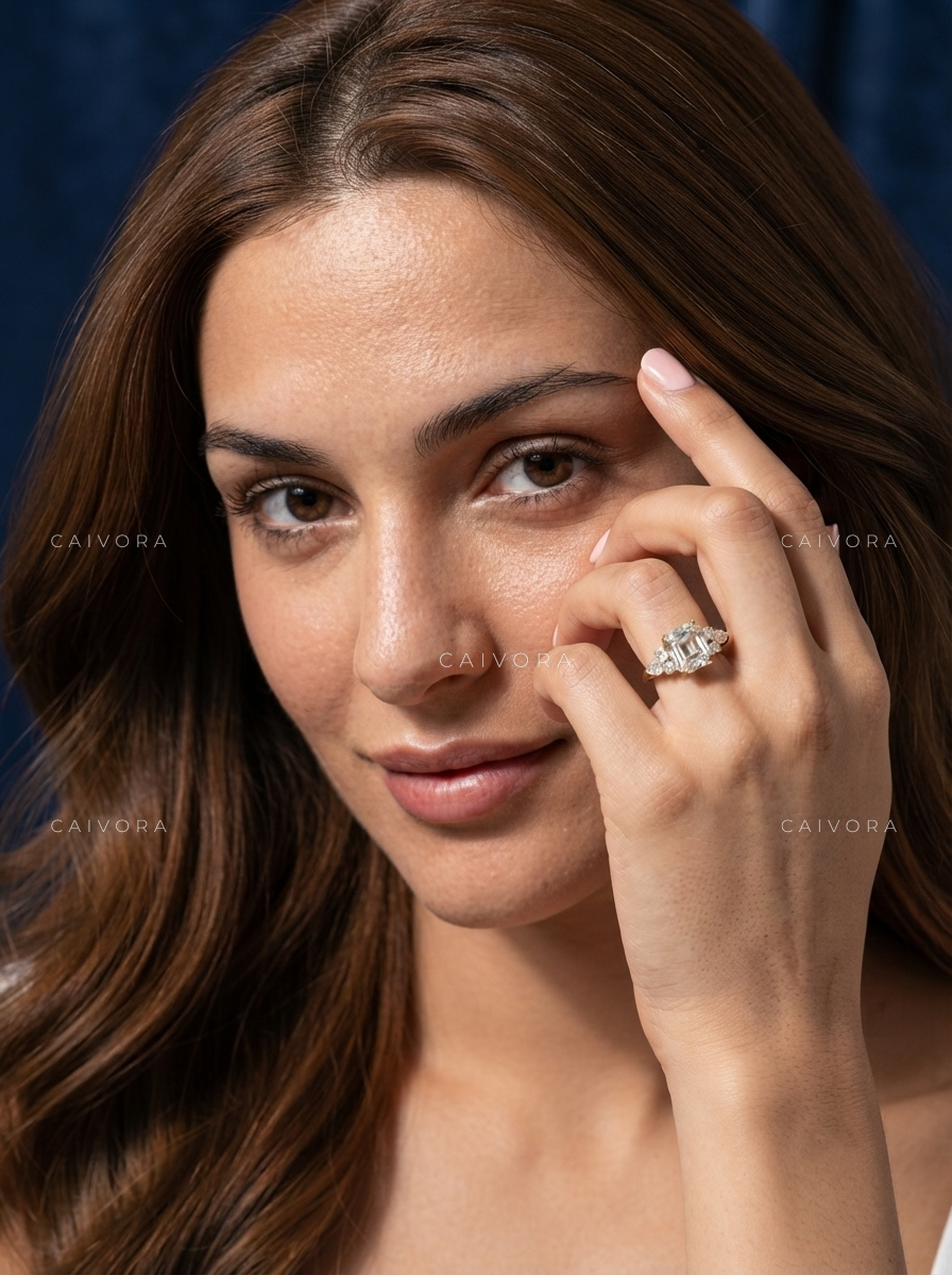Distinctive Triana Engagement Ring Showcasing an Asscher Cut Diamond