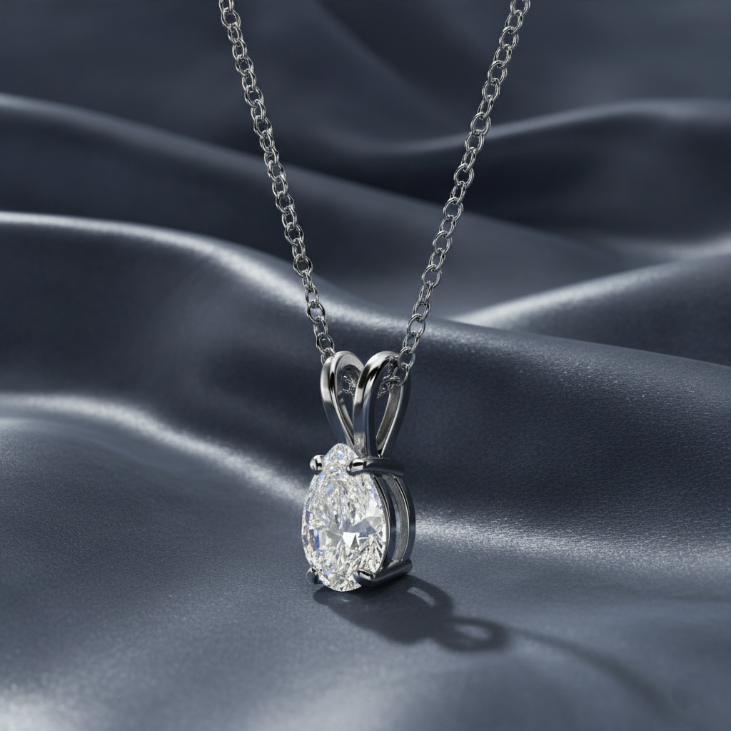 Glamorous Pear Cut Lab Diamond Solitaire Necklace