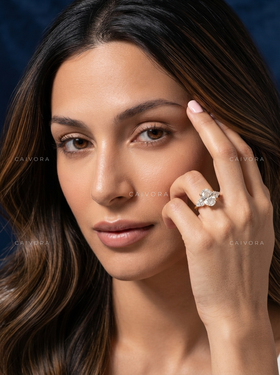 Latin-Inspired Diamond Engagement Ring with an Moval Center Stone