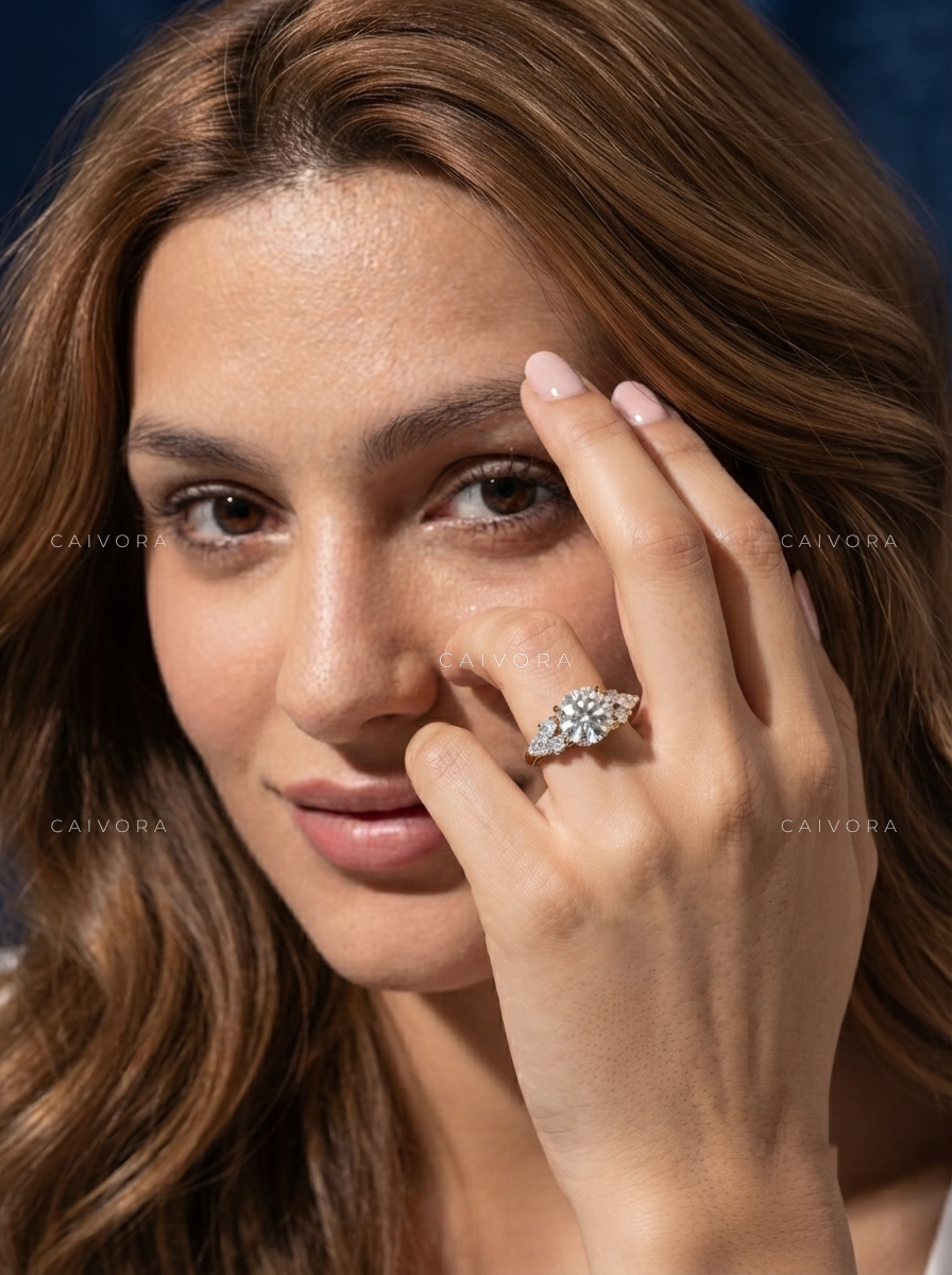 Distinctive Triana Engagement Ring with a Round Cut Center Diamond