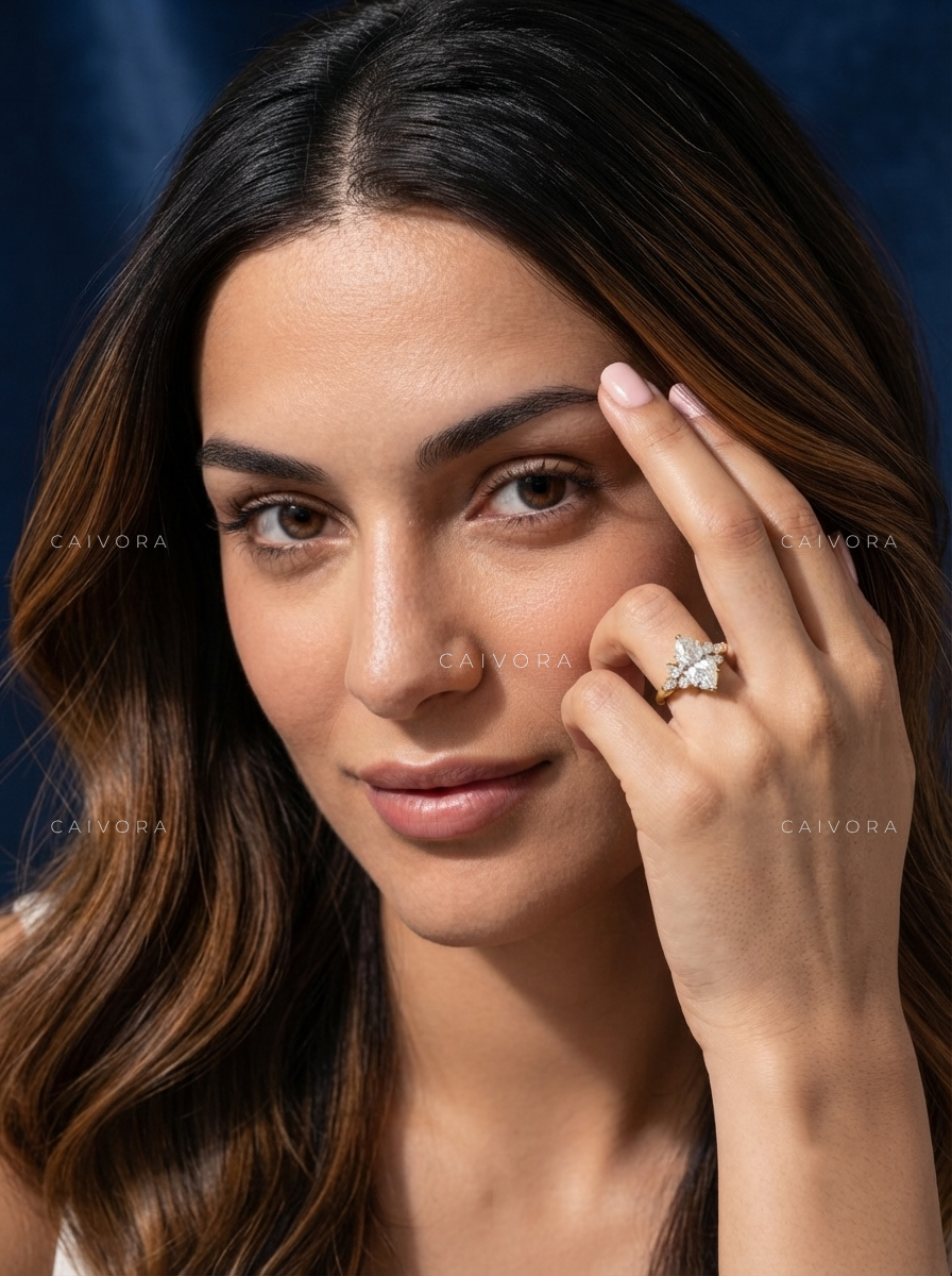 Elegant Triana Engagement Ring with a Marquise Cut Center Diamond