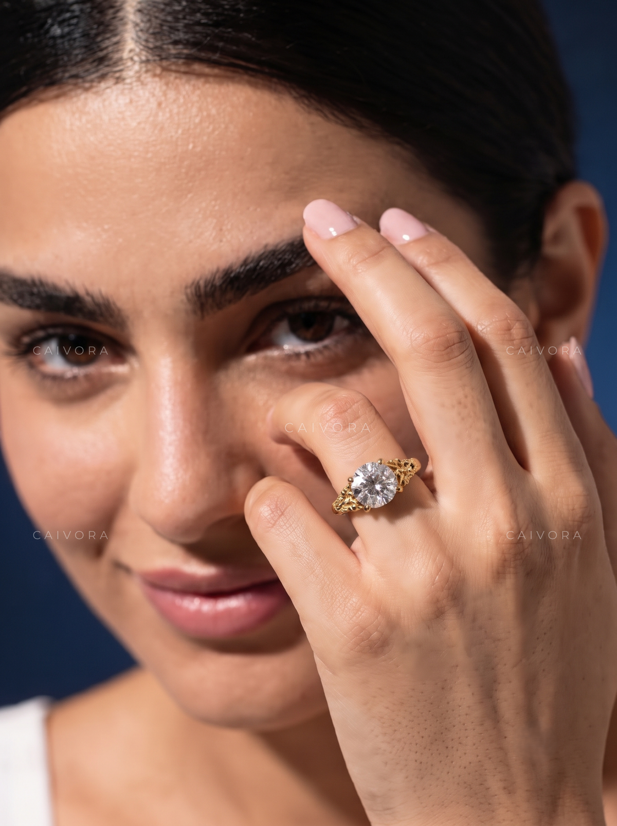 Solenne Sculpted Engagement Ring with Portuguese Cut Diamond