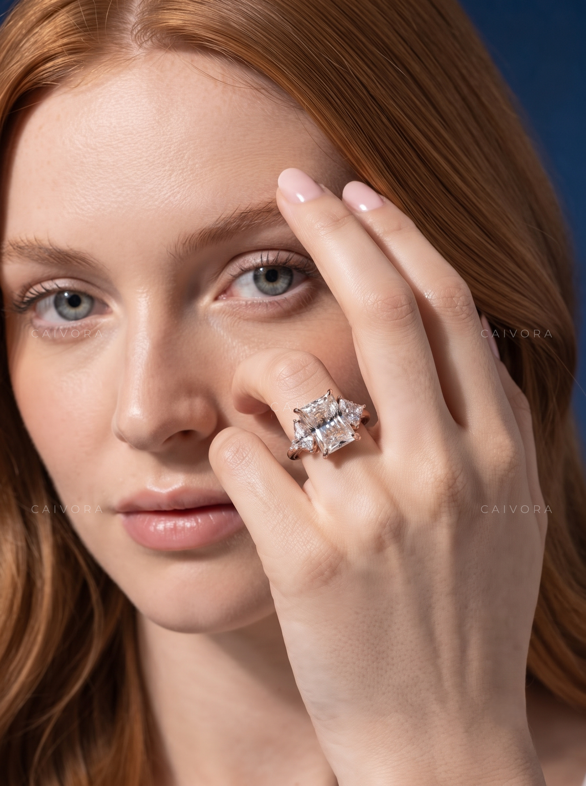 Radiant Cut Diamond Elongated Engagement Ring with Claw Prongs