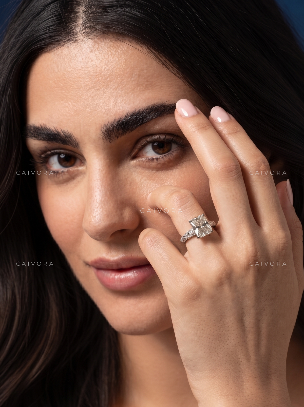 Cushion Cut Hand Engraved Vintage Solitaire Engagement Ring