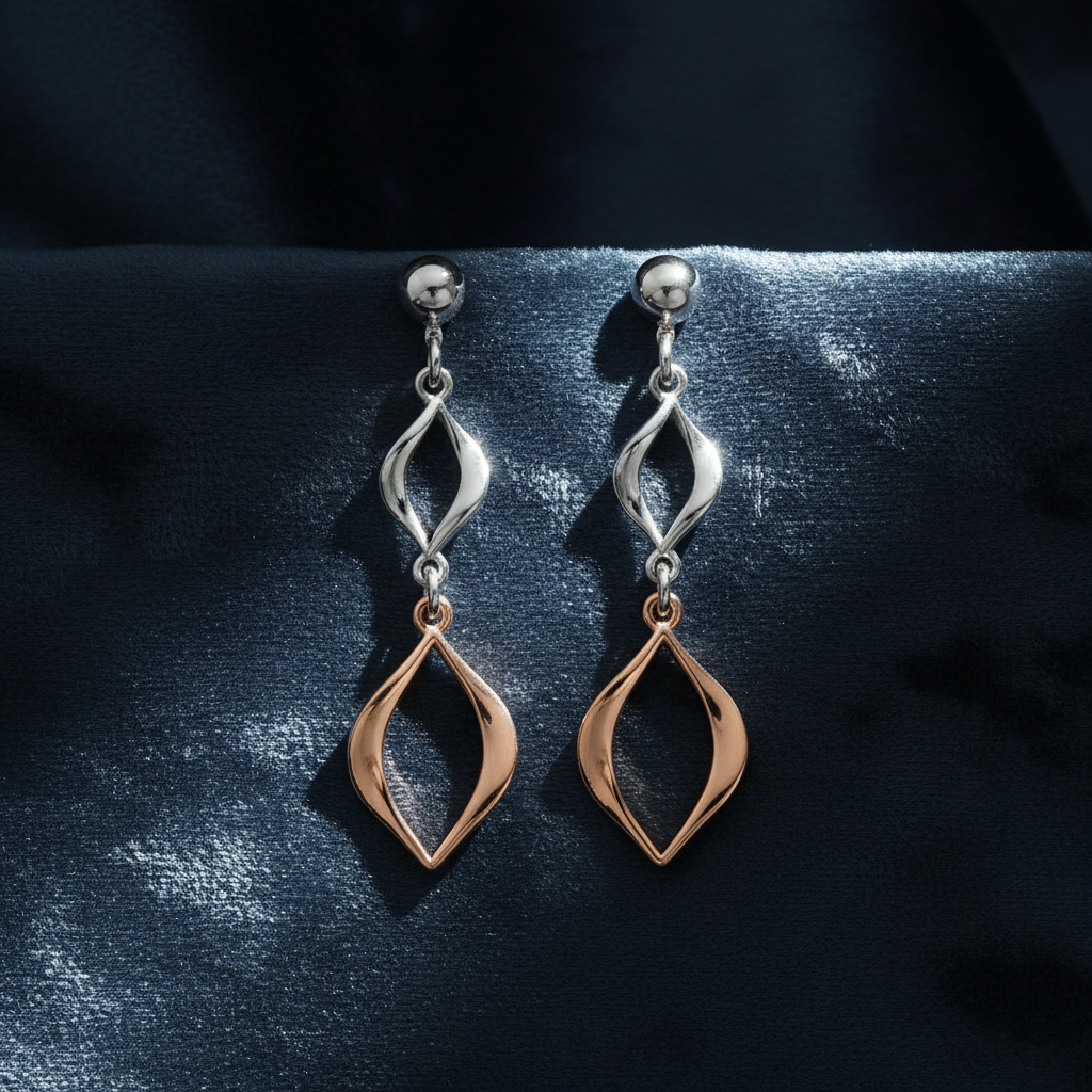 Elegant Two-Tone Dangle Earrings