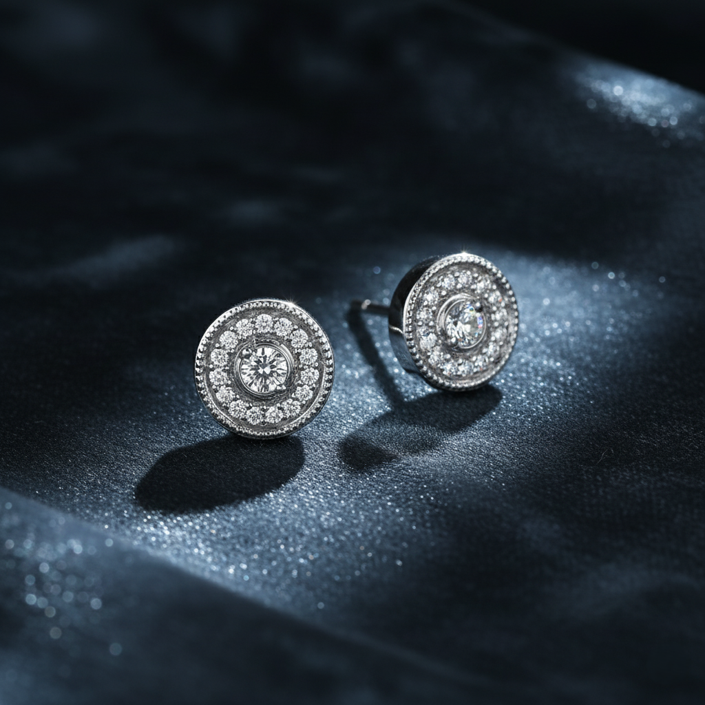 Gorgeous Diamond Halo Stud Earrings
