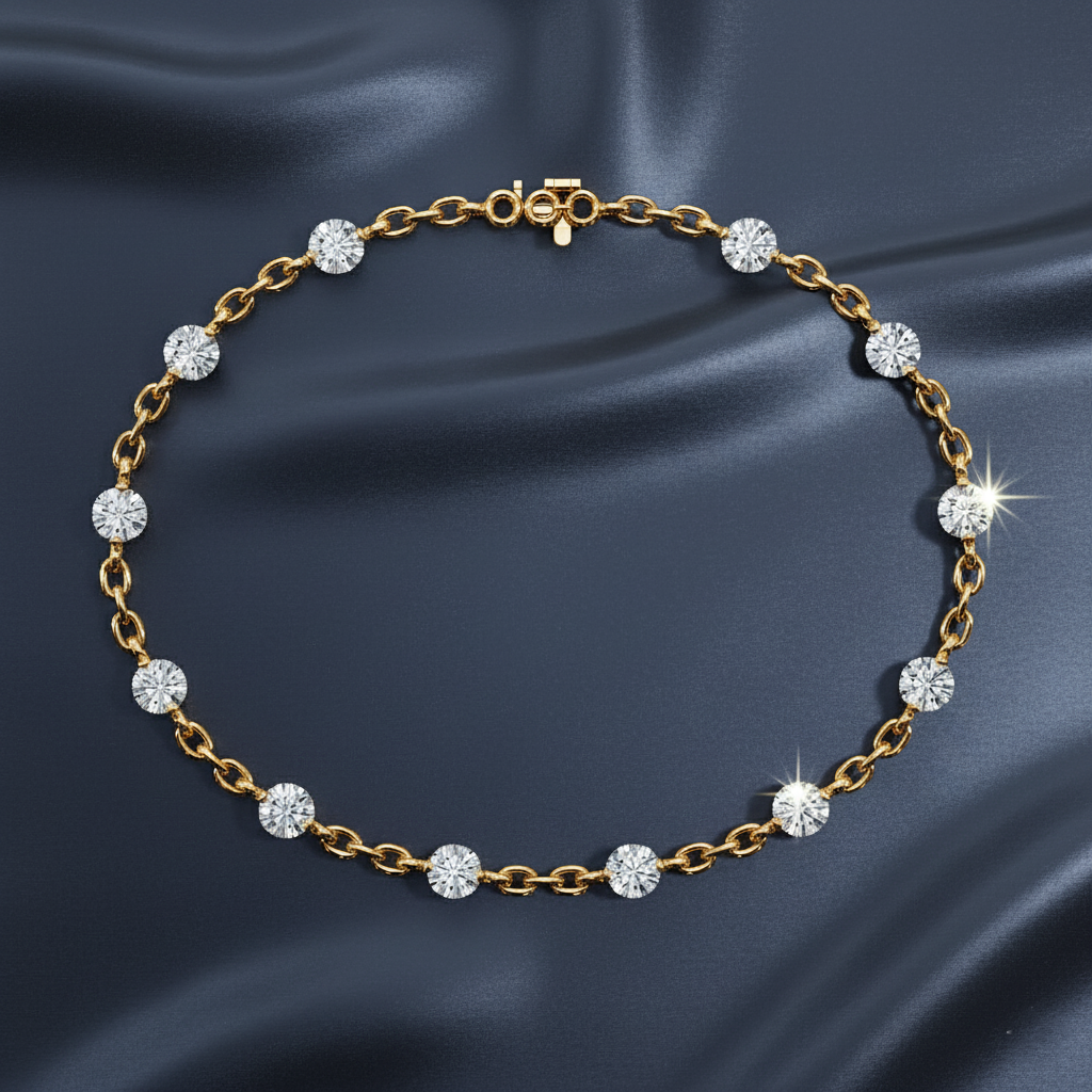 Modern Alternating Diamond and Gold Bracelet
