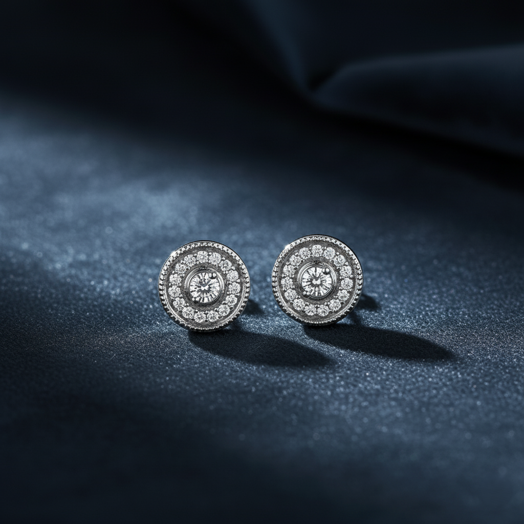 Gorgeous Diamond Halo Stud Earrings