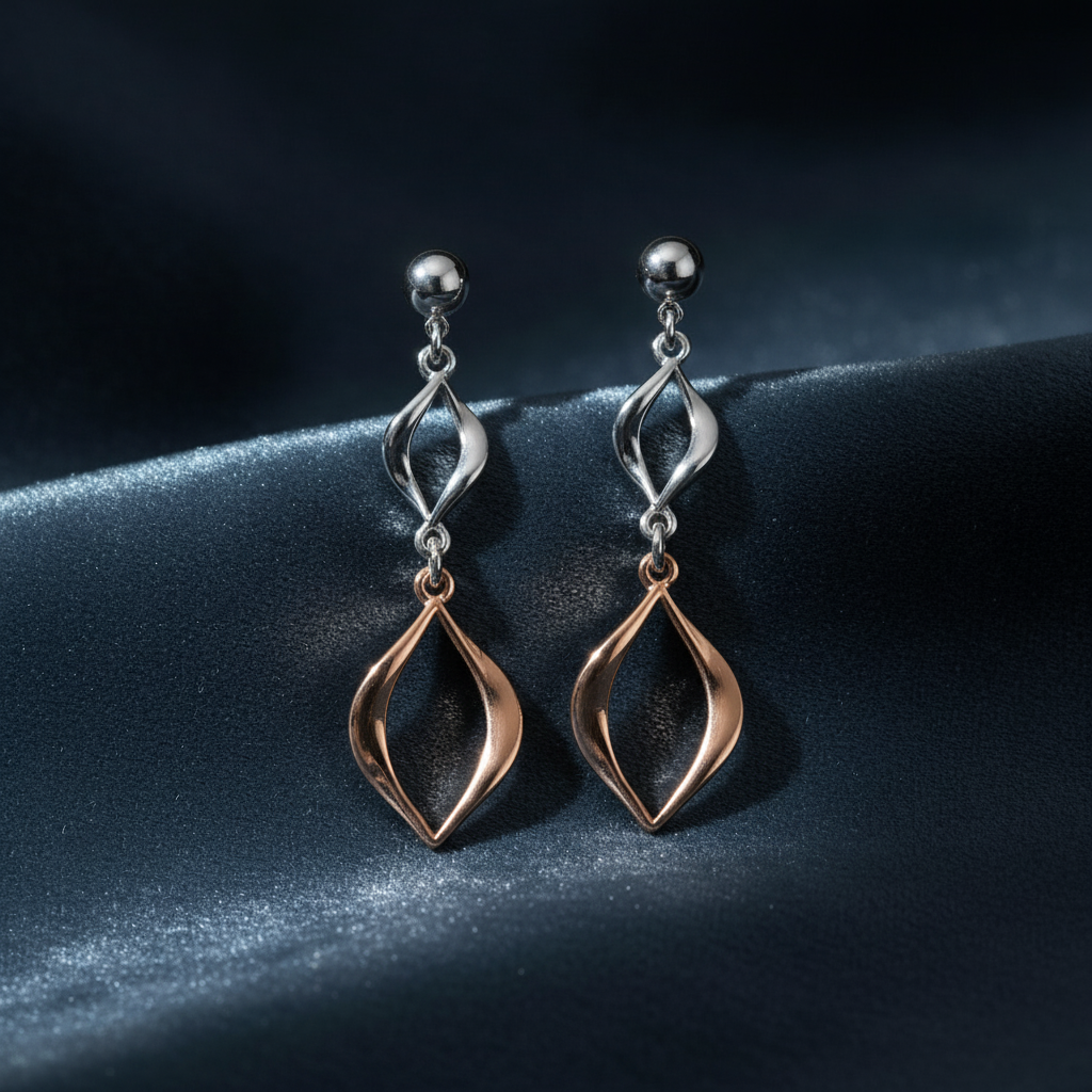 Elegant Two-Tone Dangle Earrings